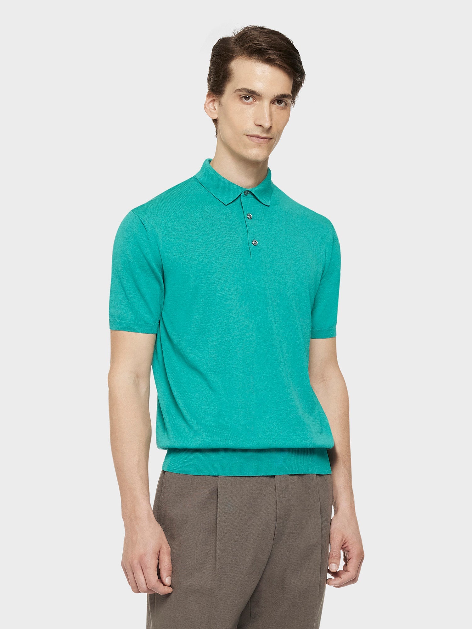 Polo A Maniche Corte In Cotone Verde Smeraldo