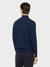 Polo A Maniche Lunghe In Cotone Blu