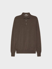 Polo A Maniche Lunghe In Cotone Marrone