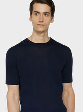 Maglia A Maniche Corte In Cotone Blu