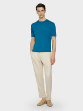 Maglia A Maniche Corte In Cotone Blu