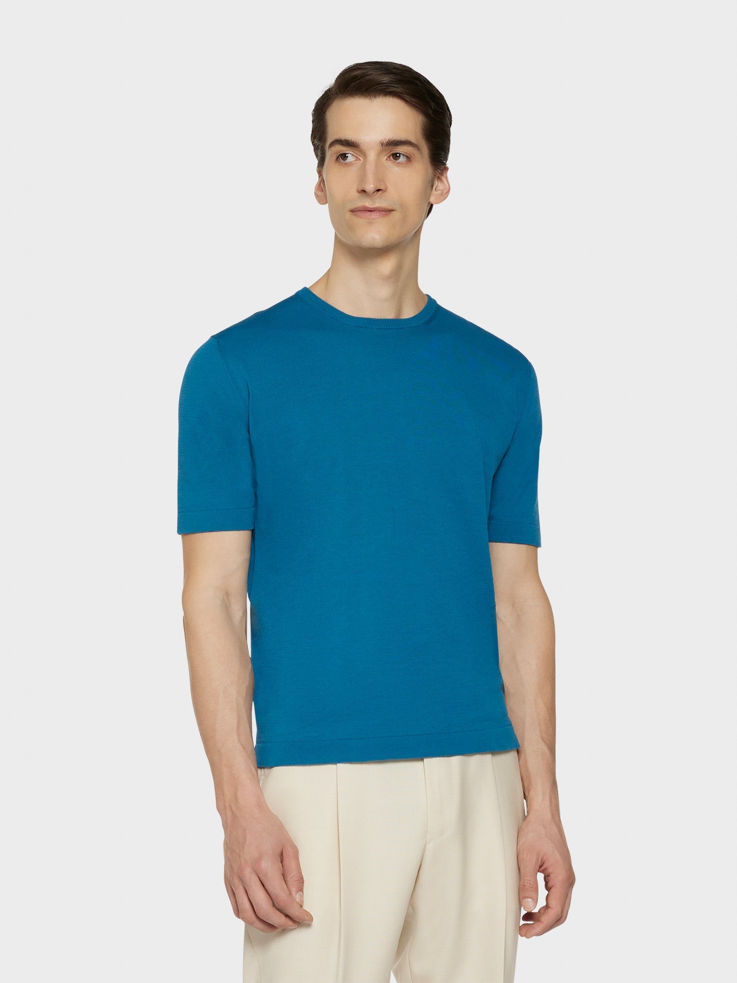Maglia A Maniche Corte In Cotone Blu