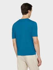 Maglia A Maniche Corte In Cotone Blu