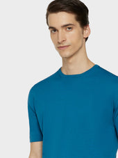 Maglia A Maniche Corte In Cotone Blu