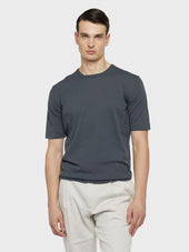 T-shirt a maniche corte in cotone grigio antracite