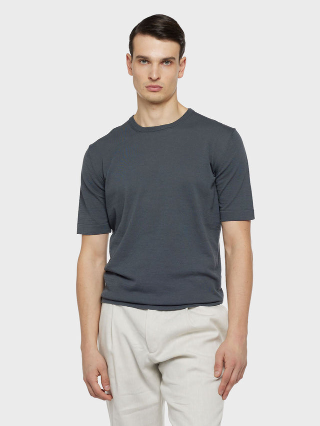 T-shirt a maniche corte in cotone grigio antracite