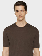 Maglia A Maniche Corte In Cotone Marrone
