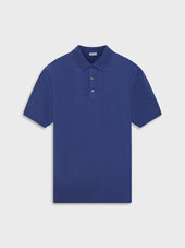 Polo A Maniche Corte In Seta E Cotone Blu