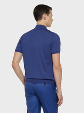 Polo A Maniche Corte In Seta E Cotone Blu