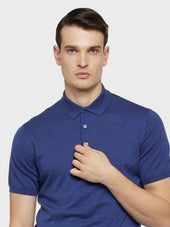 Polo A Maniche Corte In Seta E Cotone Blu