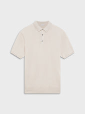 Polo A Maniche Corte In Seta E Cotone Beige