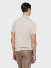 Polo A Maniche Corte In Seta E Cotone Beige