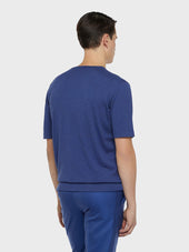 T Shirt In Maglia Di Seta E Cotone Blu