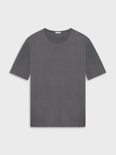 T Shirt In Maglia Di Seta E Cotone Grigia