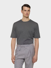T-shirt in maglia di seta e cotone grigia