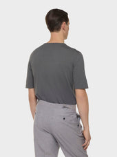 T Shirt In Maglia Di Seta E Cotone Grigia