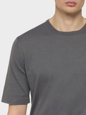 T Shirt In Maglia Di Seta E Cotone Grigia