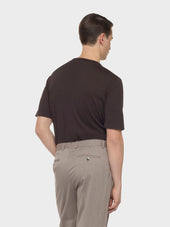 T Shirt In Maglia Di Seta E Cotone Marrone
