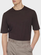 T Shirt In Maglia Di Seta E Cotone Marrone