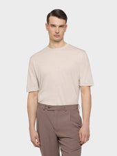 T-shirt in maglia di seta e cotone panna