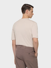 T Shirt In Maglia Di Seta E Cotone Panna