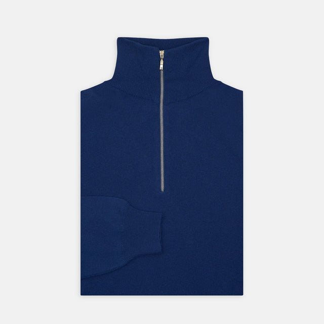 Blue Half-Zip Cashmere Jumper