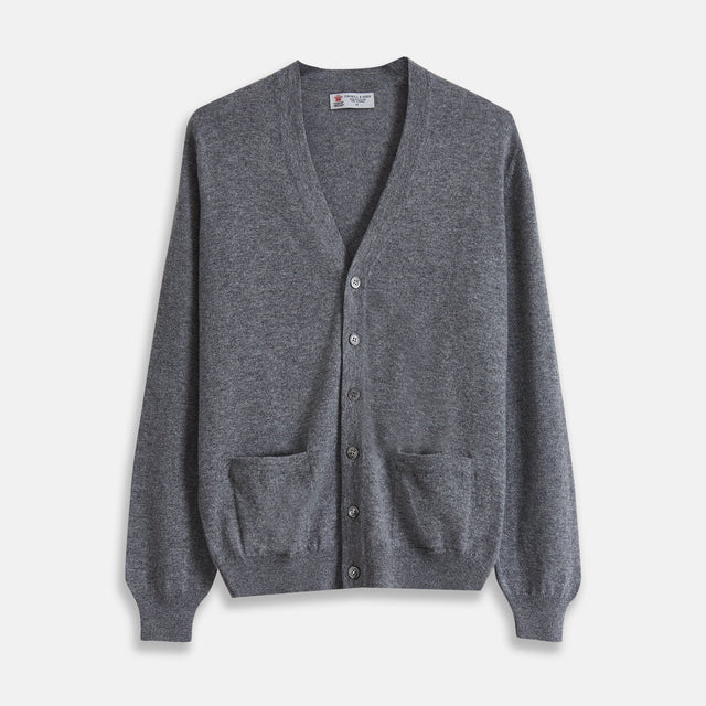 Grey Fine Cashmere Cardigan