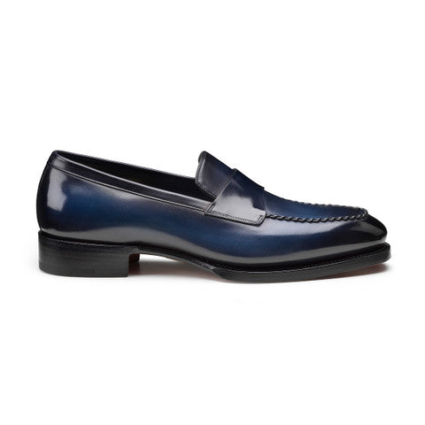 Men's blue leather Meraviglia Collection penny loafer