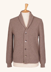 Taupe Cashmere Shawled Cardigan