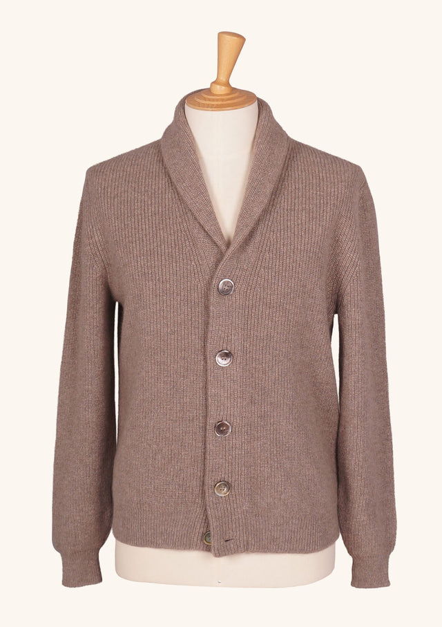 Taupe Cashmere Shawled Cardigan