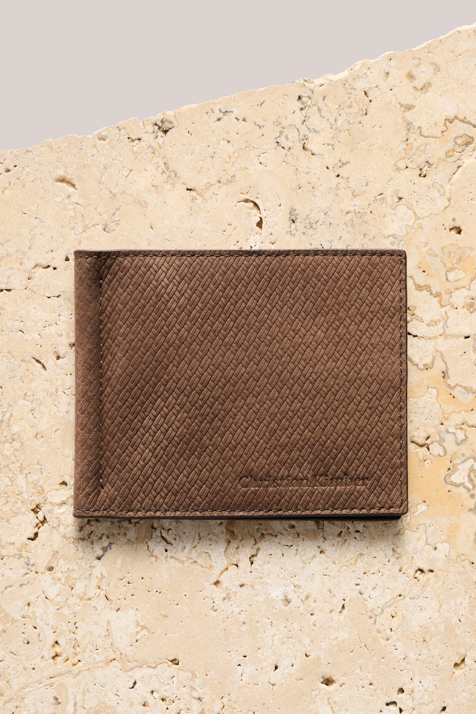 Money Clip Wallet Stamped Nubuck Leather