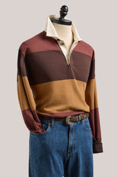 Mornington Rugby Shirt Cotton Ochre Chocolate