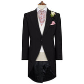 Black Fine Herringbone Wool Morning Coat