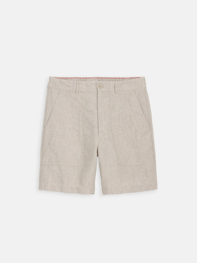 Pull On Field Short In Flax Linen