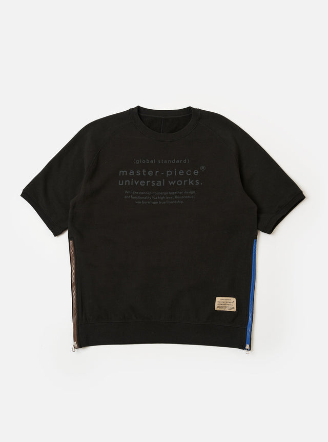 master-piece x Universal Works Black Brush Back Sweat S/S Billy Sweat