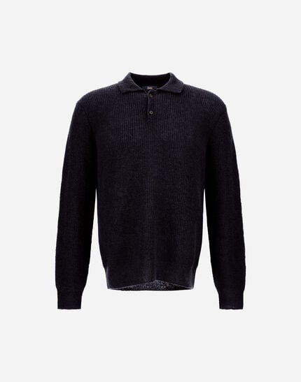 Polo Shirt In Cob Stitch Alpaca Wool