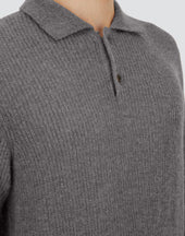 Cob Stitch Alpaca Wool Polo Shirt