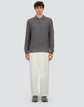 Cob Stitch Alpaca Wool Polo Shirt