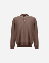 Long Sleeved Polo Shirt In Wool Silk