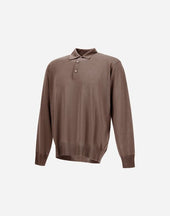 Long Sleeved Polo Shirt In Wool Silk