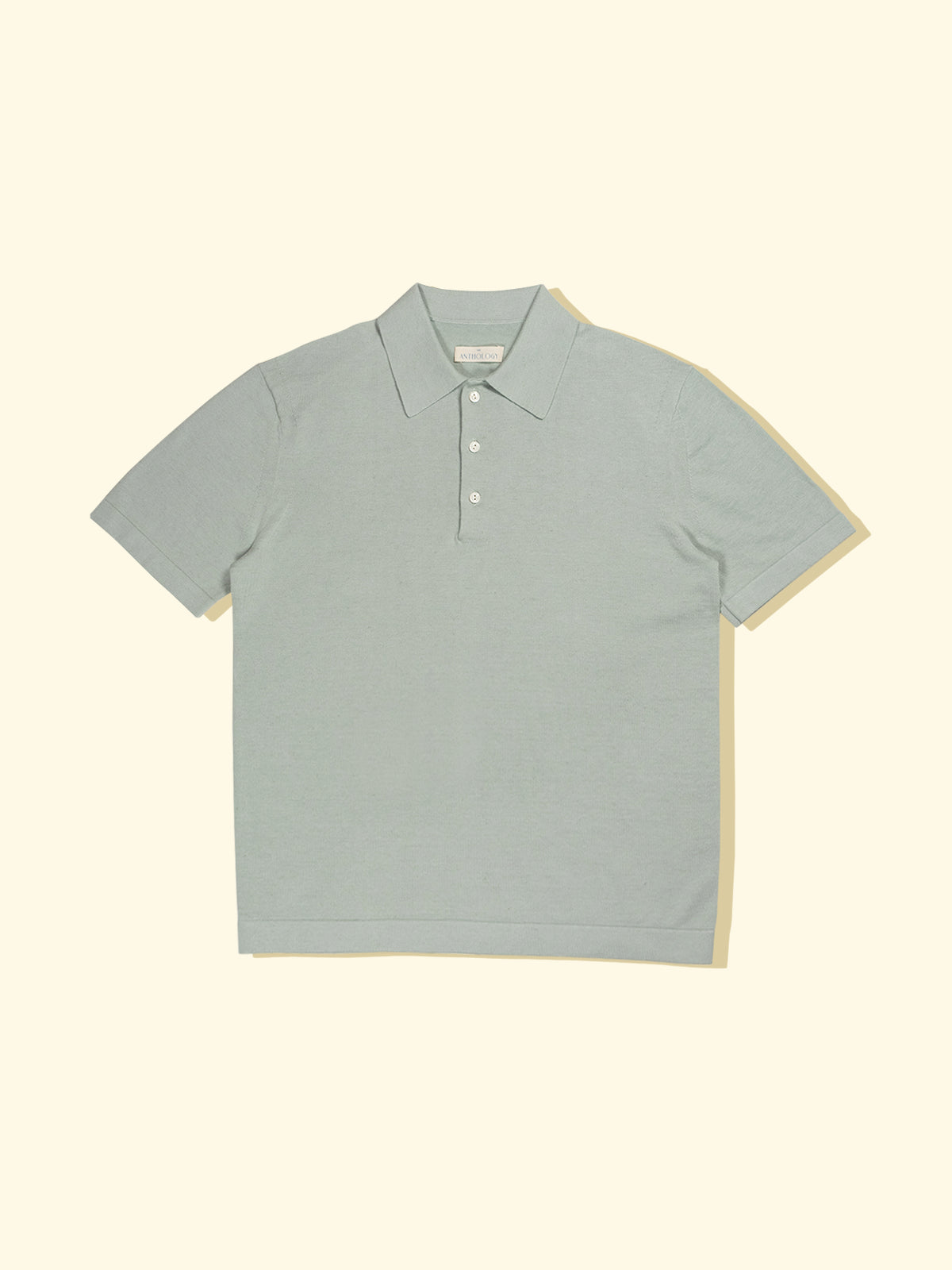 Linen/Cotton Knitted Short Sleeve Polo - Seafoam Green — The Anthology