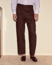 Lightweight Linen Side-Buckle Trousers - Brown/Black