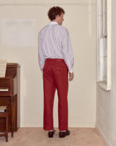 Lightweight Linen Side-Buckle Trousers - Red