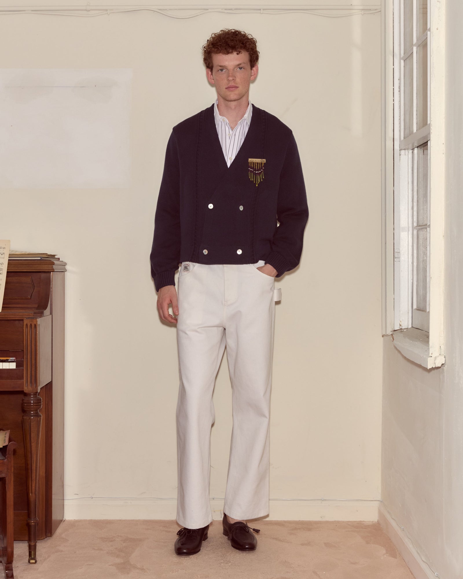 Double-Breasted Cardigan - Navy