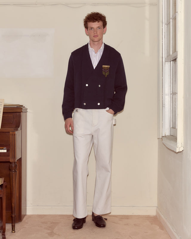 Double-Breasted Cardigan - Navy