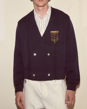 Double-Breasted Cardigan - Navy
