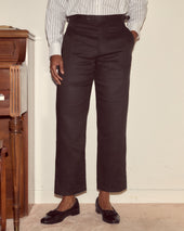 Lightweight Linen Side-Buckle Trousers - Black