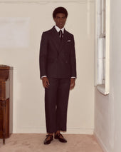 Lightweight Linen Double-Breasted Suit Jacket - Black