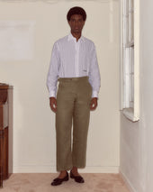 Lightweight Linen Side-Buckle Trousers - Olive