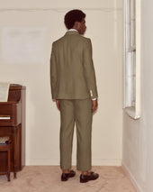 Lightweight Linen Double-Breasted Suit Jacket - Olive
